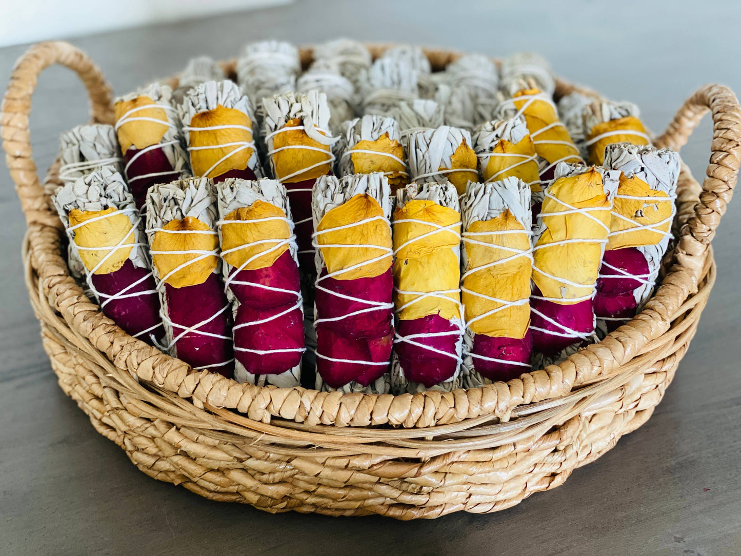 White Sage w/ Dried Rose Petals Smudge Stick Bundle
